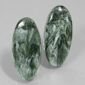 20.79 ctw Green Seraphinite Gemstones, Seraphinite Gems in Oval Cabochon Shape for Sale.