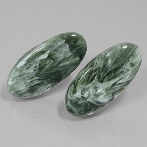 20.79 ctw Green Seraphinite Stones, Natural Seraphinite in Oval Cabochon Shape for Sale
