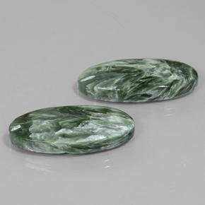 Seraphinite Gemstones in 24.9 x 11.7 mm Size for Sale, Seraphinite Stones in Green Color
