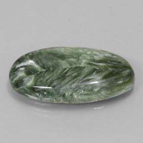 Seraphinite Gemstone in 22.4 x 11.8 mm Size for Sale, Seraphinite Stone in Green Color