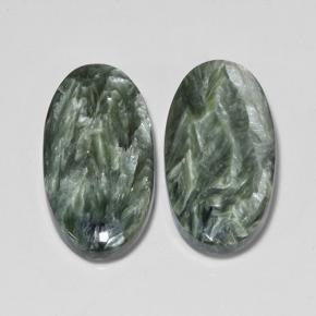 16.84 ctw Green Seraphinite Gemstones, Seraphinite Gems in Oval Cabochon Shape for Sale.