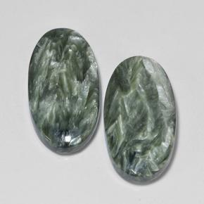 16.84 ctw Green Seraphinite Stones, Natural Seraphinite in Oval Cabochon Shape for Sale