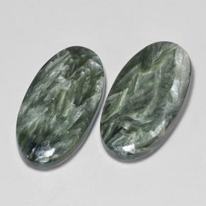 Seraphinite Gemstones in 21.5 x 11.5 mm Size for Sale, Seraphinite Stones in Green Color