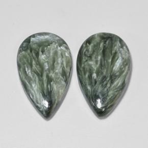 13.19 ctw Green Seraphinite Gemstones, Seraphinite Gems in Pear Cabochon Shape for Sale.