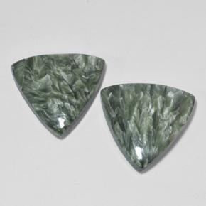 16.80 ctw Green Seraphinite Gemstones, Seraphinite Gems in Trillion Cabochon Shape for Sale.
