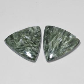16.80 ctw Green Seraphinite Stones, Natural Seraphinite in Trillion Cabochon Shape for Sale