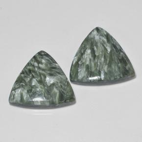 Seraphinite Gemstones in 18.6 x 17.9 mm Size for Sale, Seraphinite Stones in Medium Green Color