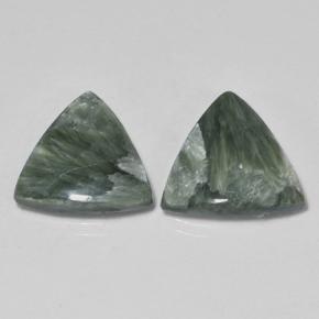 6.06 ctw Green Seraphinite Stones, Natural Seraphinite in Trillion Cabochon Shape for Sale