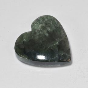 8.94 ct Green Seraphinite Stone, Natural Seraphinite in Heart Cabochon Shape for Sale