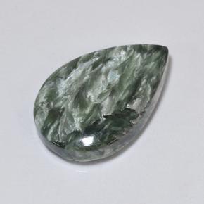 8.73 ct Green Seraphinite Stone, Natural Seraphinite in Pear Cabochon Shape for Sale