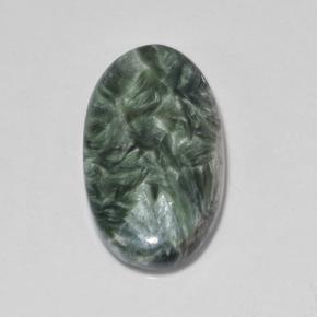 7.09 ct Green Seraphinite Gemstone, Seraphinite Gem in Oval Cabochon Shape for Sale.