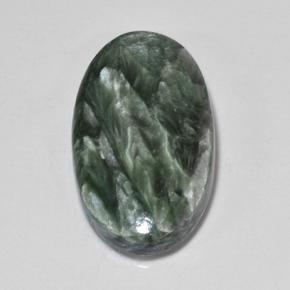 10.02 ct Green Seraphinite Gemstone, Seraphinite Gem in Oval Cabochon Shape for Sale.