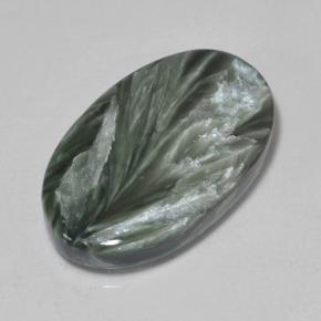 7.51 ct Green Seraphinite Stone, Natural Seraphinite in Oval Cabochon Shape for Sale
