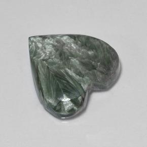 6.77 ct Green Seraphinite Stone, Natural Seraphinite in Heart Cabochon Shape for Sale