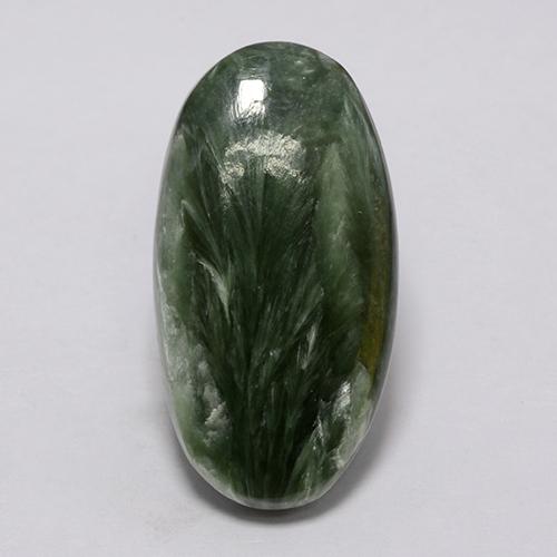 7.39 ct Green Seraphinite Gemstone, Seraphinite Gem in Oval Cabochon Shape for Sale.