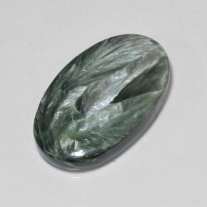 8.42 ct Green Seraphinite Gemstone, Seraphinite Gem in Oval Cabochon Shape for Sale.