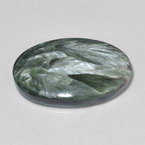 8.42 ct Green Seraphinite Stone, Natural Seraphinite in Oval Cabochon Shape for Sale