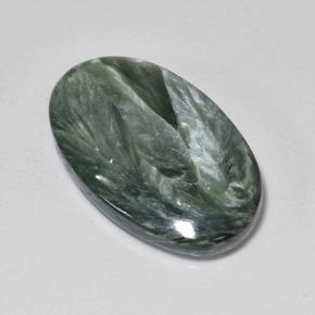 Seraphinite Gemstone in 21.5 x 13.1 mm Size for Sale, Seraphinite Stone in Green Color