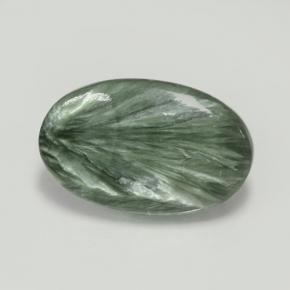 7.29 ct Green Seraphinite Stone, Natural Seraphinite in Oval Cabochon Shape for Sale
