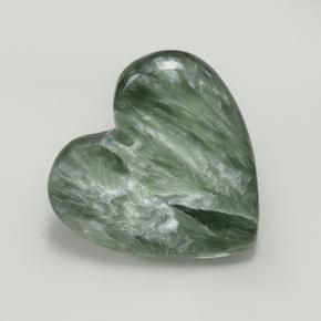 7.59 ct Green Seraphinite Stone, Natural Seraphinite in Heart Cabochon Shape for Sale