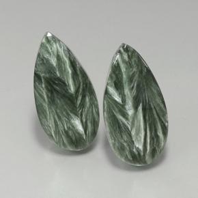 19.56 ctw Green Seraphinite Gemstones, Seraphinite Gems in Pear Cabochon Shape for Sale.