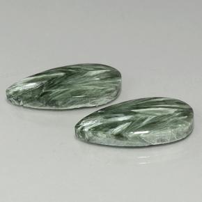 Seraphinite Gemstones in 24.5 x 12.3 mm Size for Sale, Seraphinite Stones in Green Color