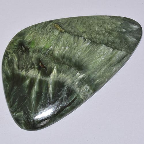 21.43 ct Green Seraphinite Stone, Natural Seraphinite in Fancy Cabochon Shape for Sale