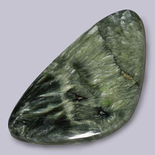 Seraphinite Gemstone in 40.4 x 25.3 mm Size for Sale, Seraphinite Stone in Forest Green Color