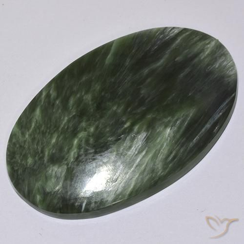 38 x 23,7mm Serafinite verde taglio ovale dalla Russia, peso di 36,14 ct, pietra preziosa naturale non trattati in purezza Opaque, 1 pezzo Serafinite Ovale cabochon - Colore: Verde multicolore, durezza Mohs di 2 - 4 , Photo A