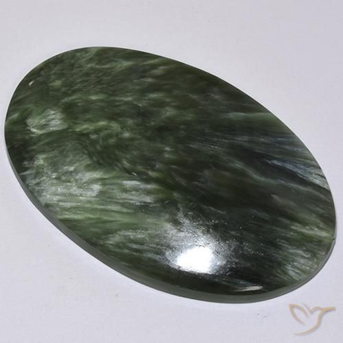 36.14 ct Green Seraphinite Stone, Natural Seraphinite in Oval Cabochon Shape for Sale