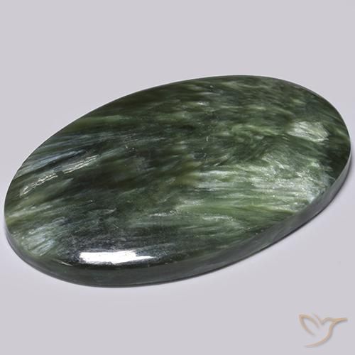 Seraphinite Gemstone in 38 x 23.7 mm Size for Sale, Seraphinite Stone in Green Color