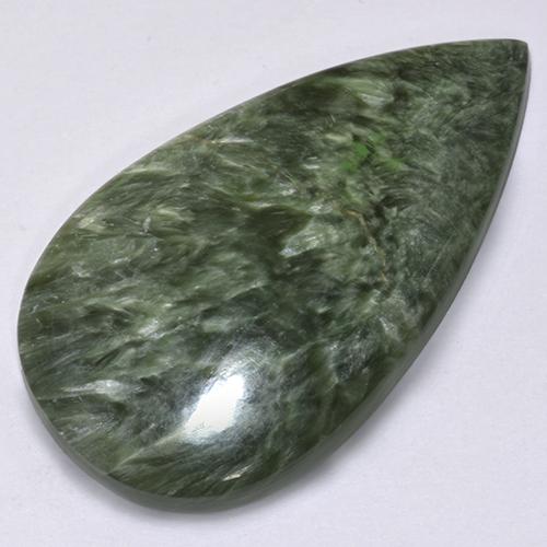 28.70 ct Green Seraphinite Stone, Natural Seraphinite in Pear Cabochon Shape for Sale