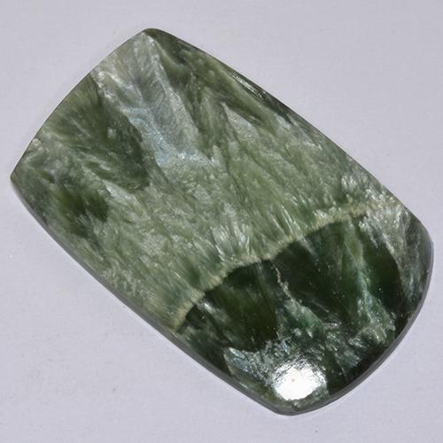 19.28 ct Green Seraphinite Gemstone, Seraphinite Gem in Fancy Cabochon Shape for Sale.