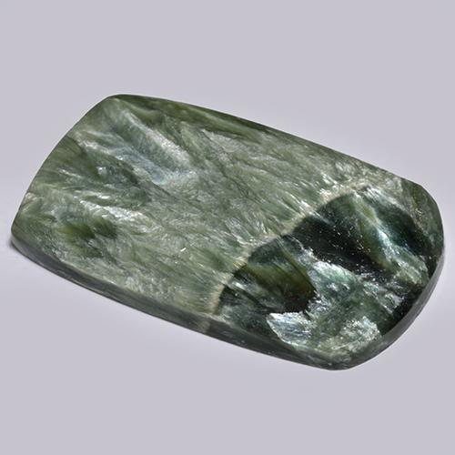 Seraphinite Gemstone in 30.6 x 18.9 mm Size for Sale, Seraphinite Stone in Green Color
