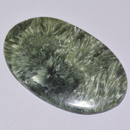 19.69 ct Green Seraphinite Stone, Natural Seraphinite in Oval Cabochon Shape for Sale