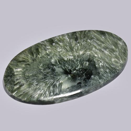 Seraphinite Gemstone in 37 x 22.9 mm Size for Sale, Seraphinite Stone in Multicolor Green Color