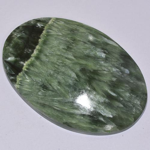 Medium Green Серафинит Камень - 38.2ct Овал Кабошон (ID: 514366)