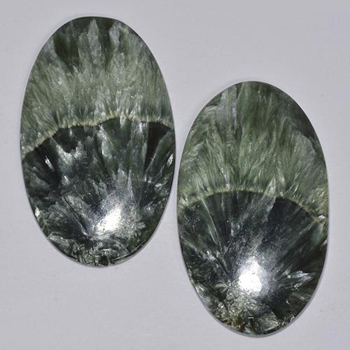 Deep Green Seraphinite Gem - 22.2ct Oval Cabochon (ID: 514367)