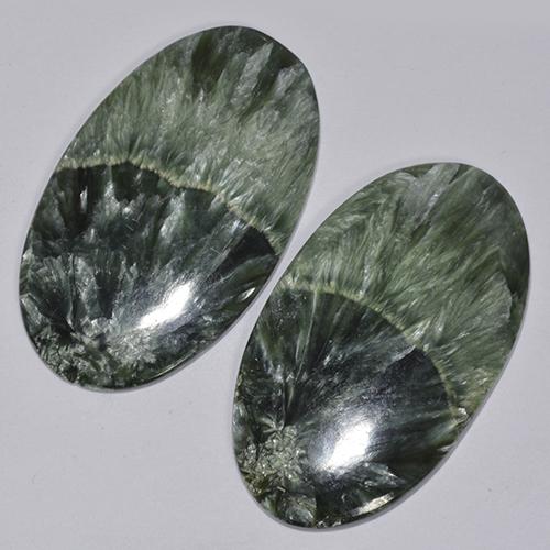 44.48 ctw Green Seraphinite Stones, Natural Seraphinite in Oval Cabochon Shape for Sale