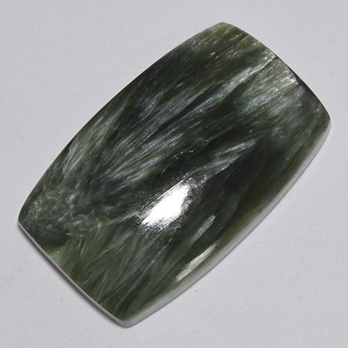 Deep Green Seraphinite Gem - 30.6ct Cushion Cabochon (ID: 514370)