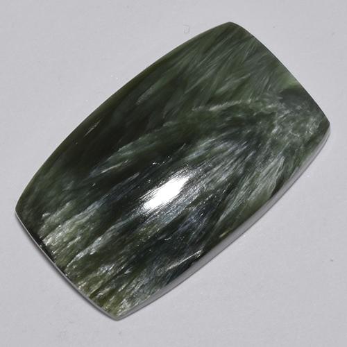 Seraphinite Gemstone in 31.3 x 19.4 mm Size for Sale, Seraphinite Stone in Deep Green Color