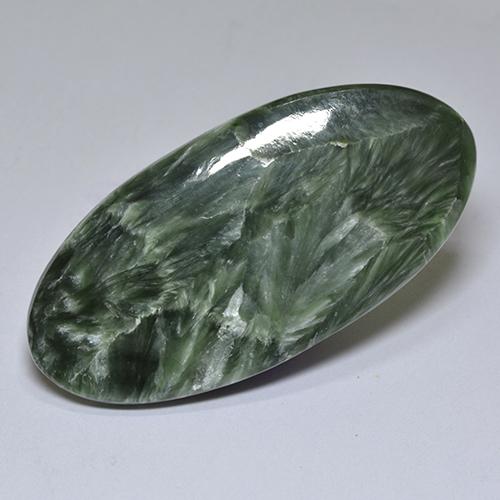 Medium Green Seraphinite Gem - 21.9ct Oval Cabochon (ID: 514374)