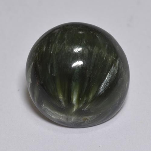 2.93 ct Green Seraphinite Gemstone, Seraphinite Gem in Round Cabochon Shape for Sale.