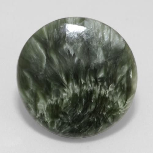 11.23 ct Green Seraphinite Stone, Natural Seraphinite in Round Cabochon Shape for Sale