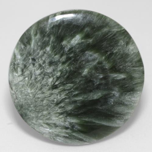 20.78 ct Green Seraphinite Gemstone, Seraphinite Gem in Round Cabochon Shape for Sale.