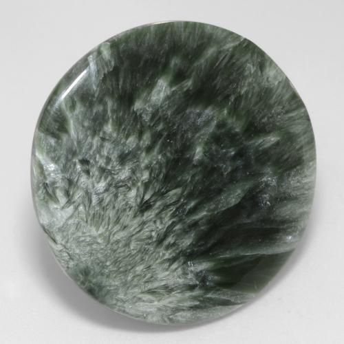 20.78 ct Green Seraphinite Stone, Natural Seraphinite in Round Cabochon Shape for Sale