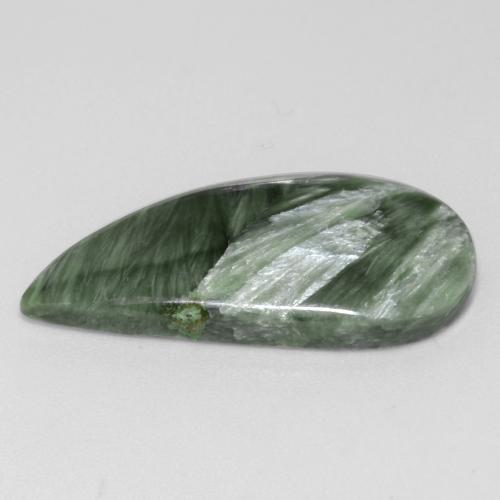 Seraphinite Gemstone in 26.1 x 12.1 mm Size for Sale, Seraphinite Stone in Medium Green Color