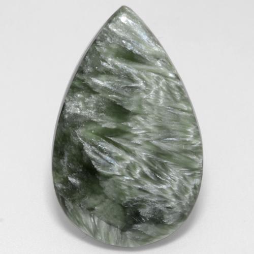 12.22 ct Green Seraphinite Stone, Natural Seraphinite in Pear Cabochon Shape for Sale