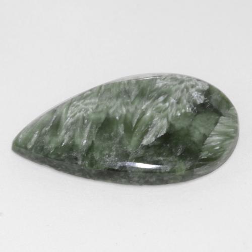 Seraphinite Gemstone in 27.1 x 17 mm Size for Sale, Seraphinite Stone in Medium Green Color