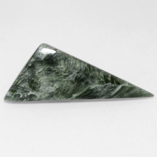 6.28 ct Green Seraphinite Gemstone, Seraphinite Gem in Triangle Cabochon Shape for Sale.